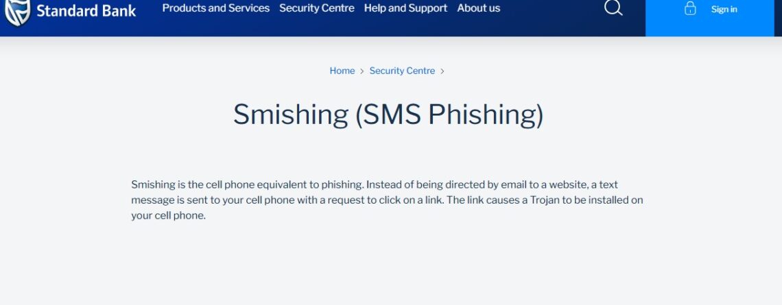 Standard Bank FICA Phishing SMS