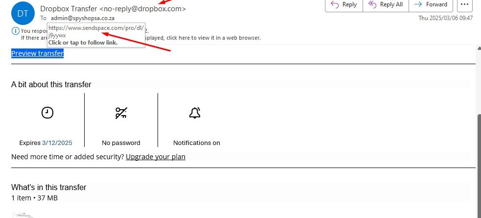 FNB Case from Sheriff Phishing Email