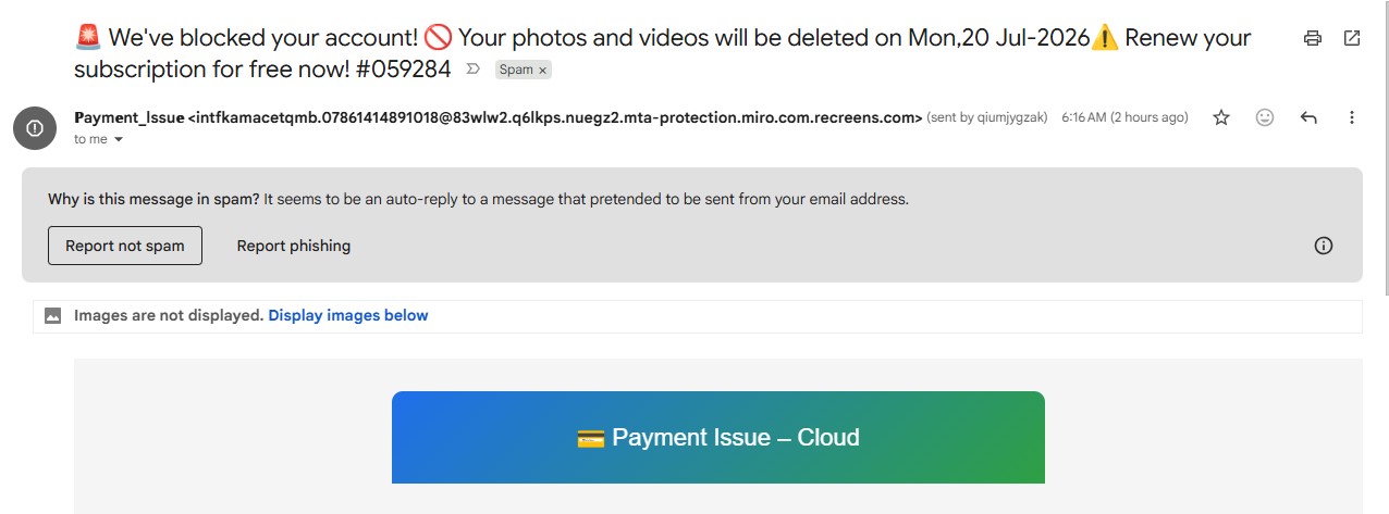 Blocked Account Phishing Scam